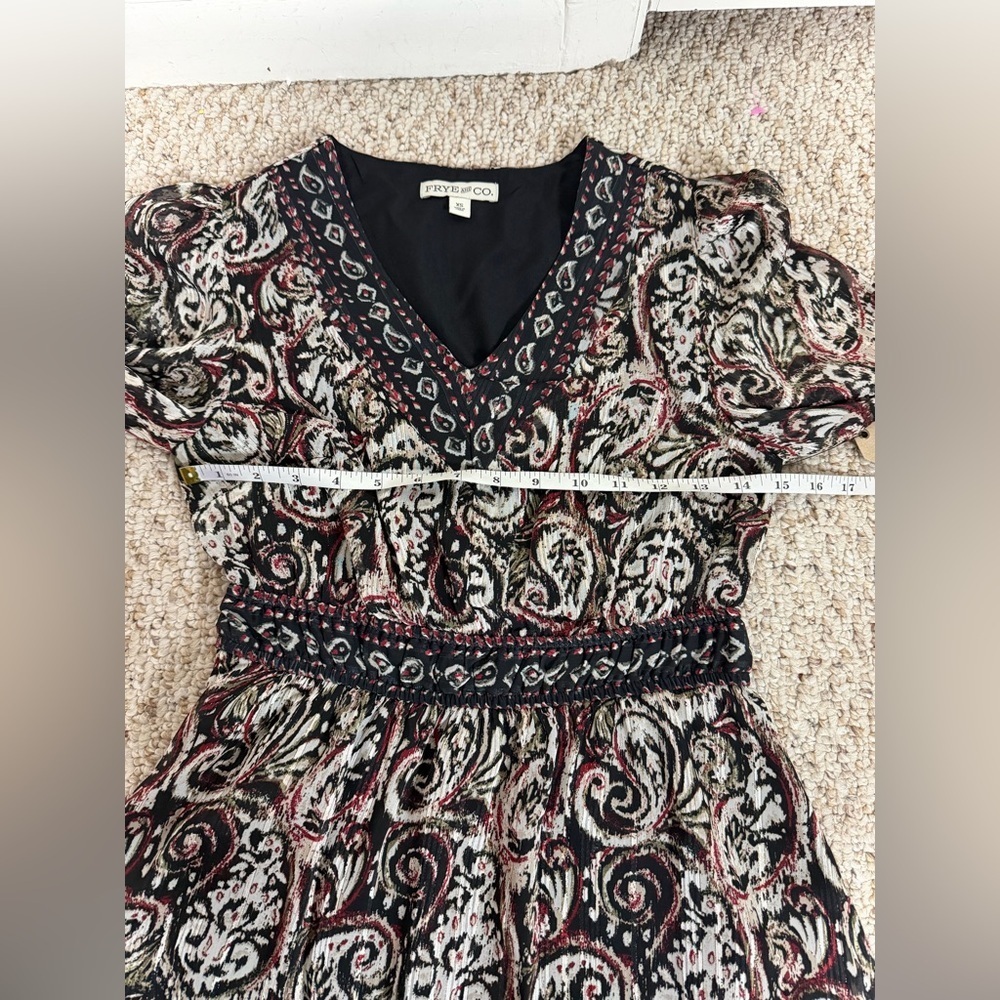 FRYE AND CO. Multicolor Paisley Long Sleeve Dress size XS New with tag - Picture 7 of 8